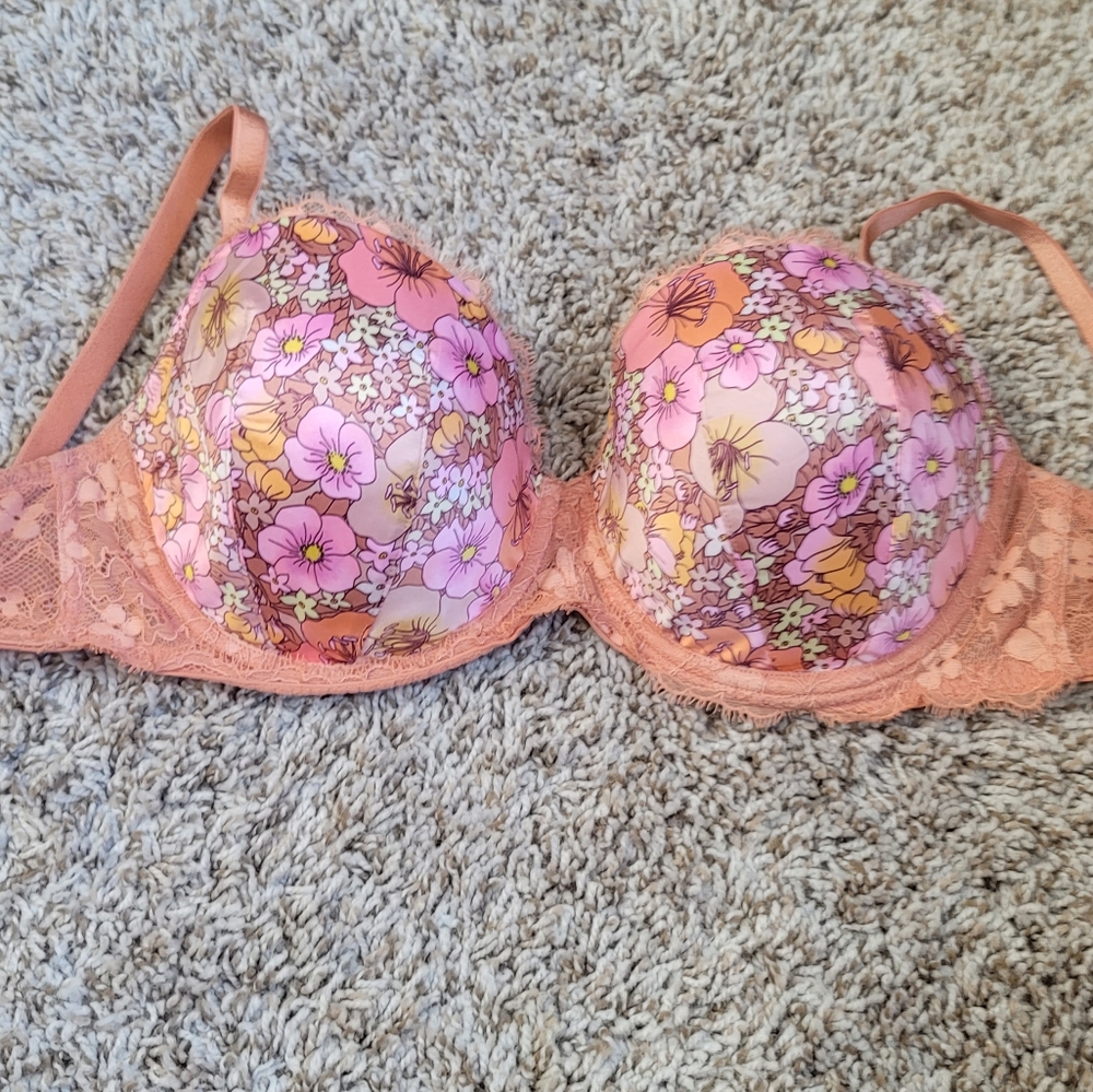 Pink floral bra